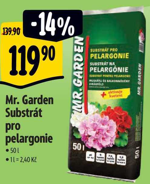 Mr. Garden Substrát pro pelargonie, 50 l