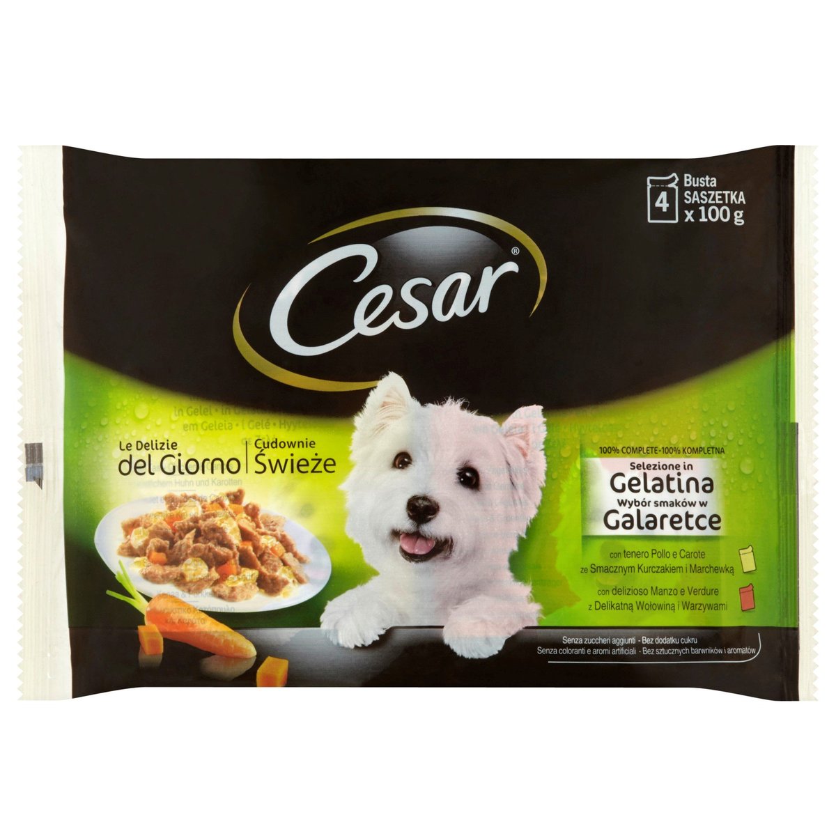 Cesar Kapsičky pro psy s masem a zeleninou v želé 4 × 100 g