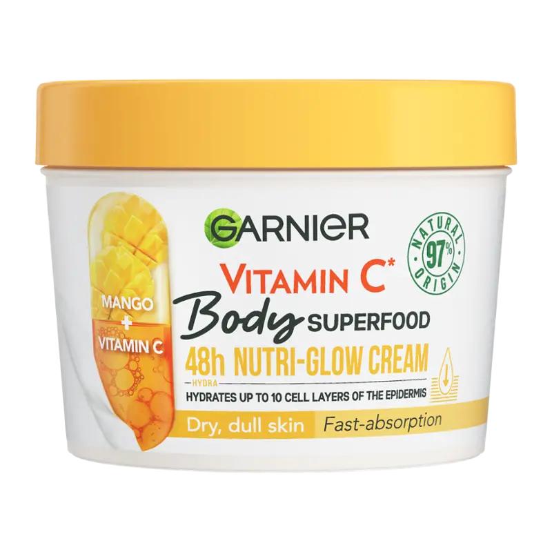 Garnier Tělový krém Body Food Glow Cream na rozjasnění pokožky Mango + Vitamin C, 380 ml