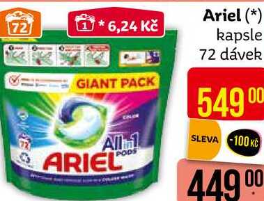 Ariel gelové kapsle 72 dávek, vybrané druhy