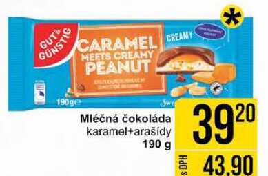 Mléčná čokoláda karamel+arašídy, 190 g 