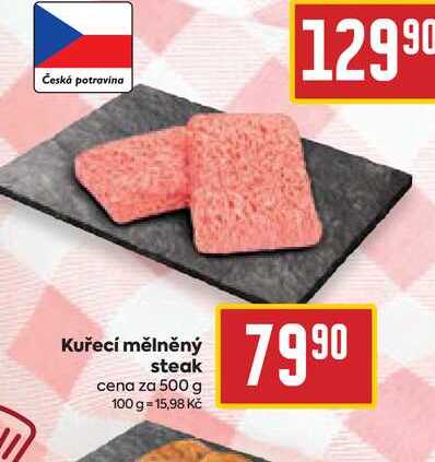 Kuřecí mělněný steak cena za 500 g 