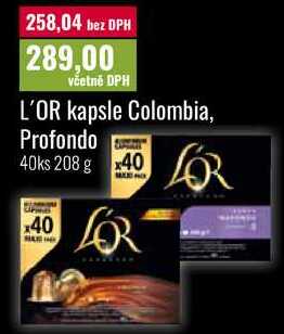 L'OR kapsle Colombia, Profondo 40ks 208 g 