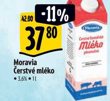  Čerstvé mléko 3,6% 1 1 Moravia  