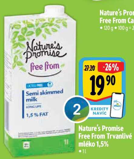 Nature's Promise Free From Trvanlivé mléko 1,5%, 1 l