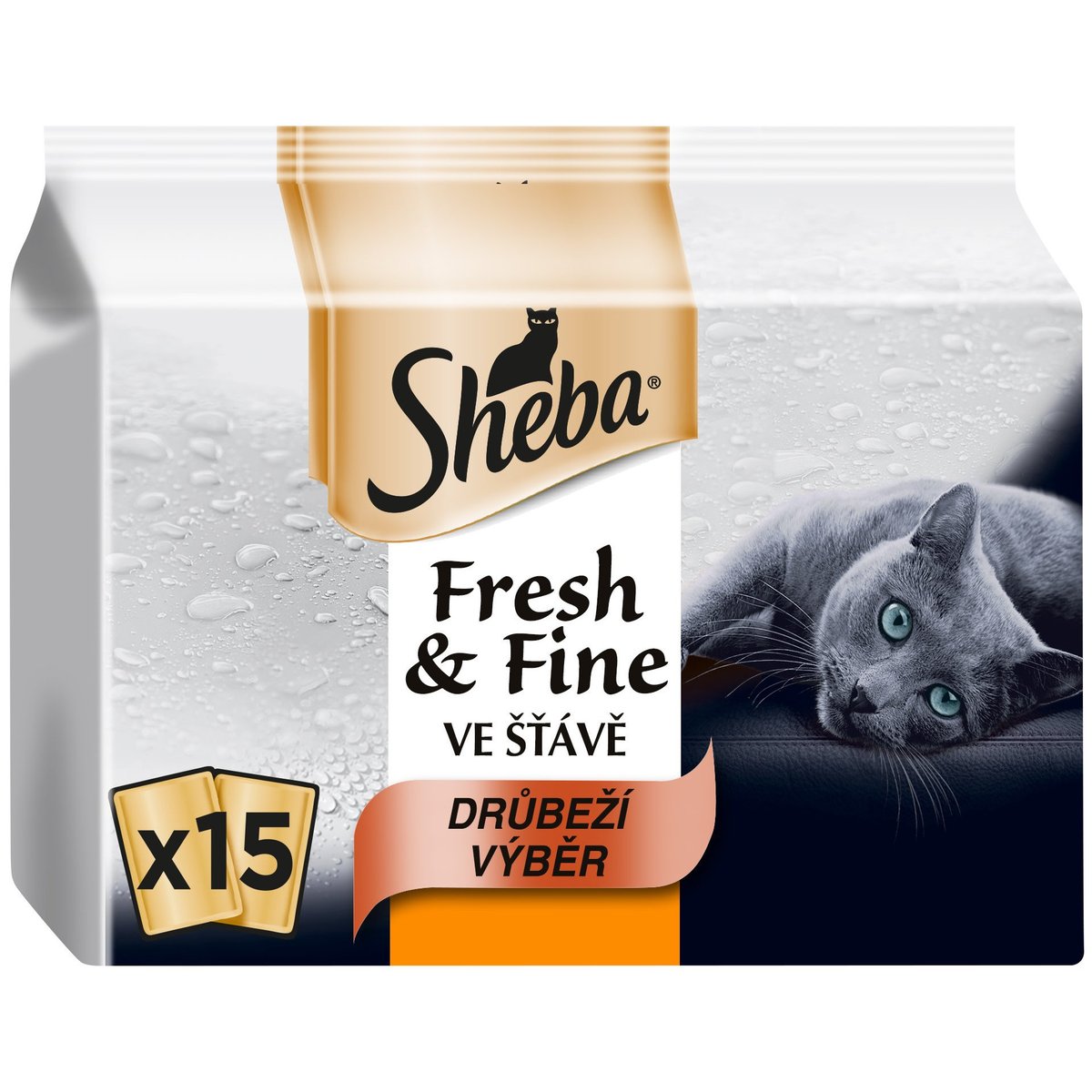Sheba Fresh & Fine kapsičky pro dospělé kočky – drůbeží výběr ve šťávě 15×50g