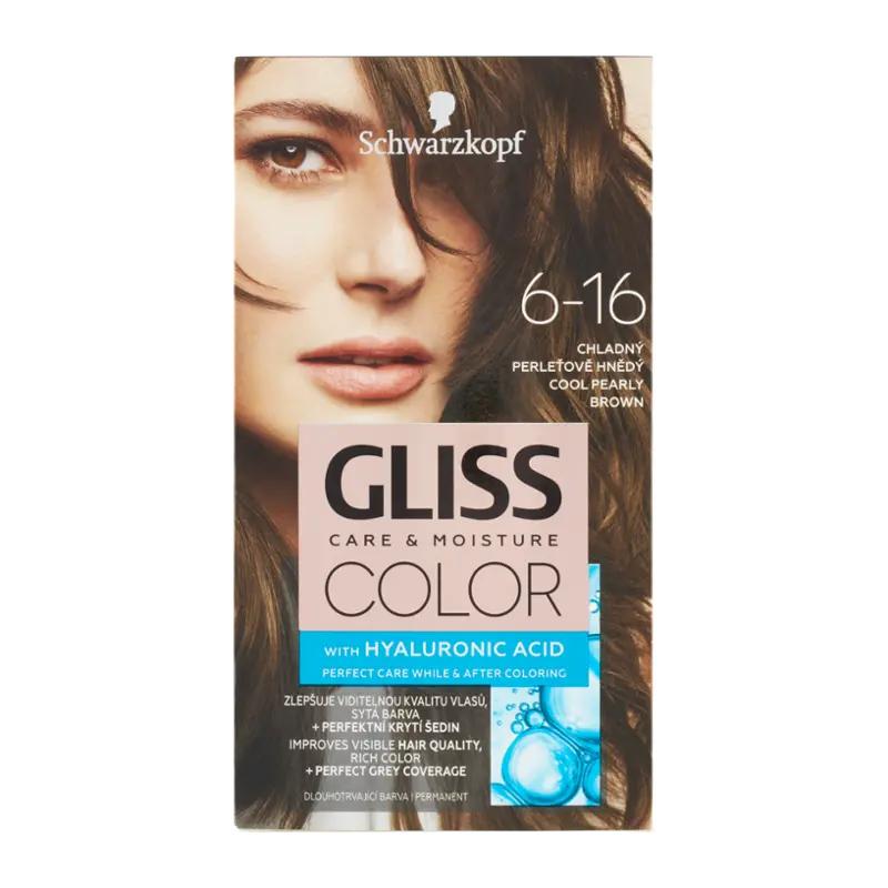 Gliss Color Barva na vlasy 6-16 Chladný Perleťově Hnědý, 1 ks