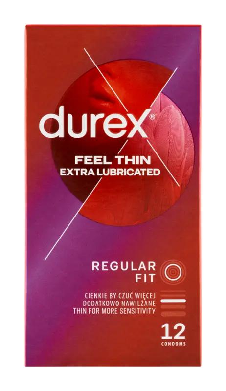 Durex Kondomy Feel Thin Extra Lubricated, 12 ks
