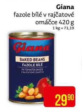 Giana fazole bílé v rajčatové omáčce 420 g 