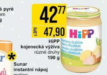 HiPP kojenecká výživa různé druhy, 190 g 