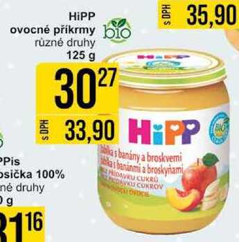 HiPP ovocné příkrmy bio různé druhy, 125 g