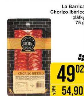 La Barrica Chorizo Ibérico plátky, 75 g