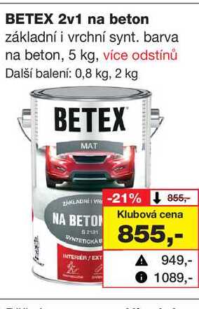 BETEX 2v1 na beton základní i vrchní synt. barva na beton, 5 kg, více odstínů