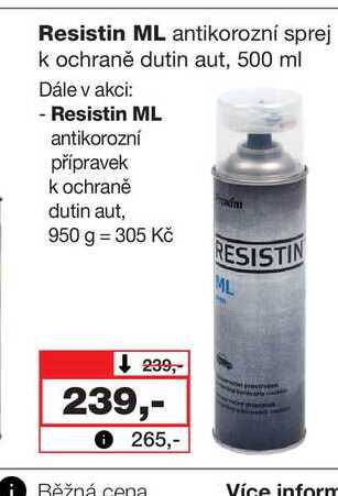 Resistin ML antikorozní sprej k ochraně dutin aut, 500 ml 