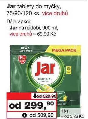 Jar tablety do myčky, 75/90/120 ks