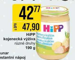 HiPP kojenecká výživa různé druhy, 190 g 