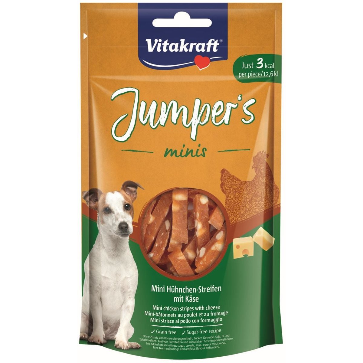 Vitakraft Jumpers Minis Kuřecí stripsy se sýrem pamlsek pro psy