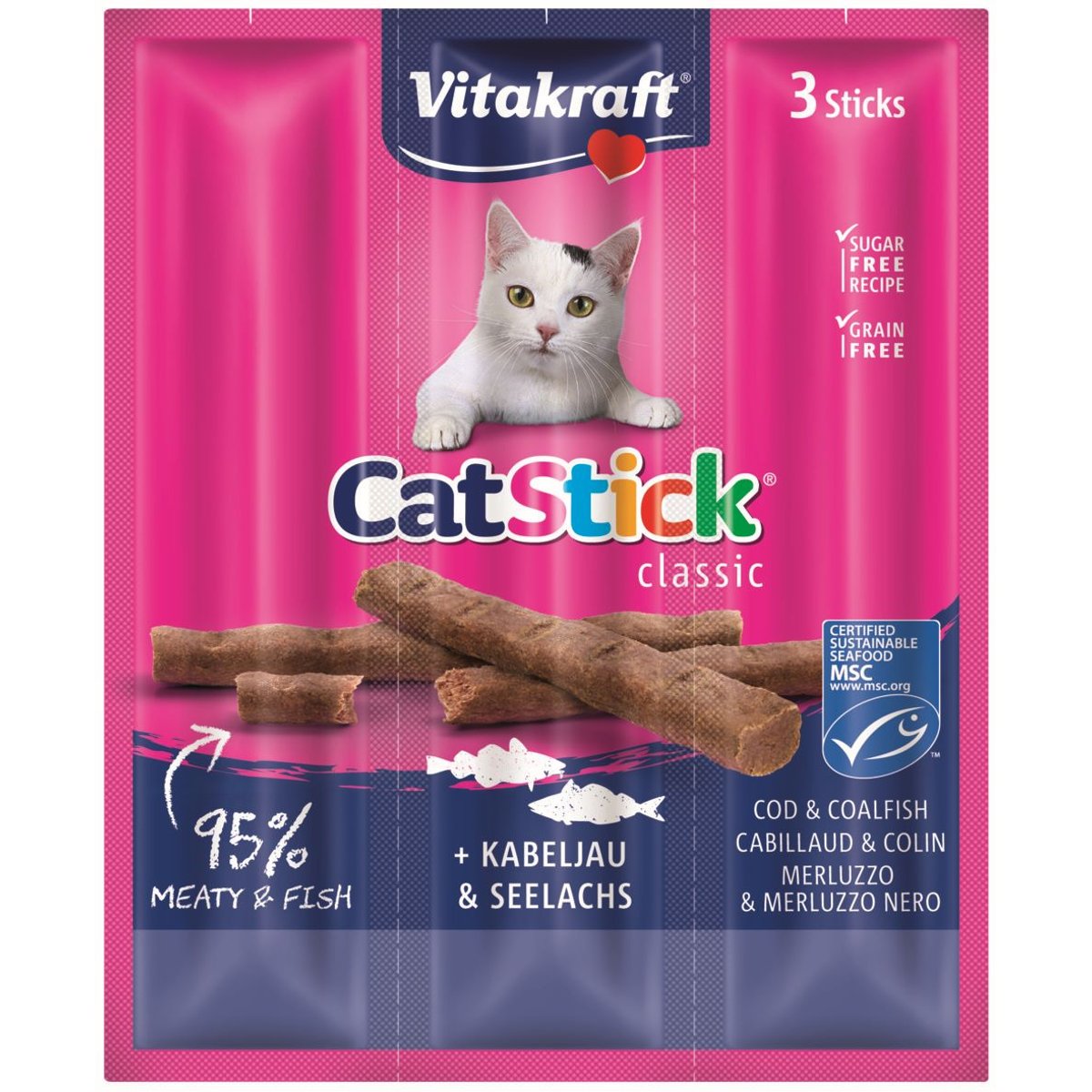 Vitakraft CatStick Mini Tyčinka s treskou pamlsek pro kočky