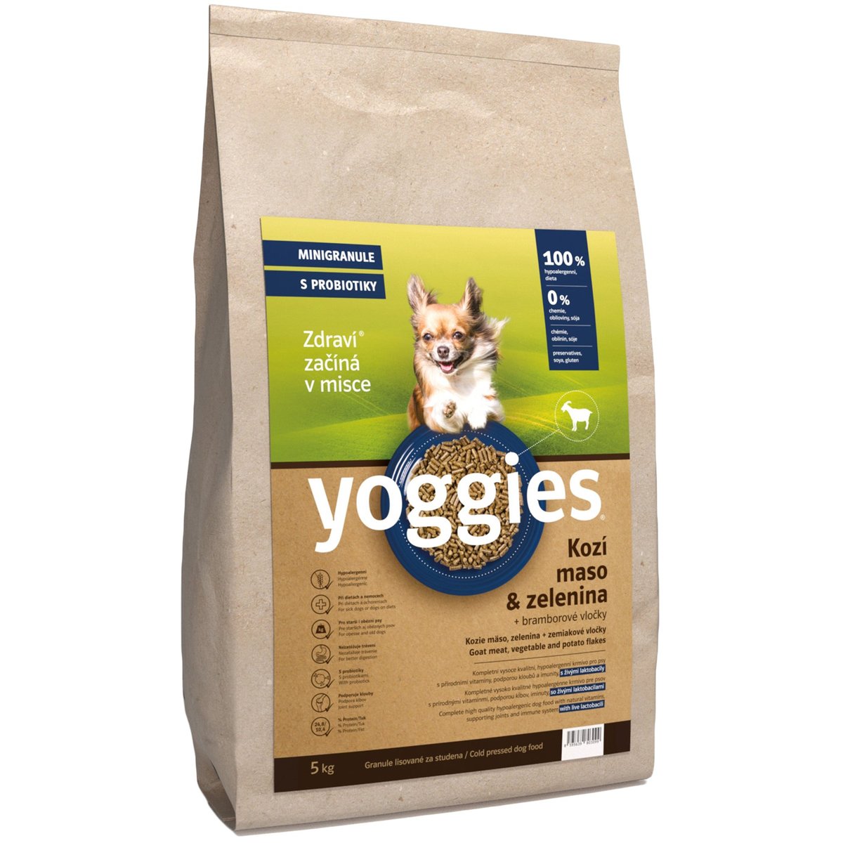 Yoggies Kozí maso a zelenina – hypoalergenní minigranule pro psy