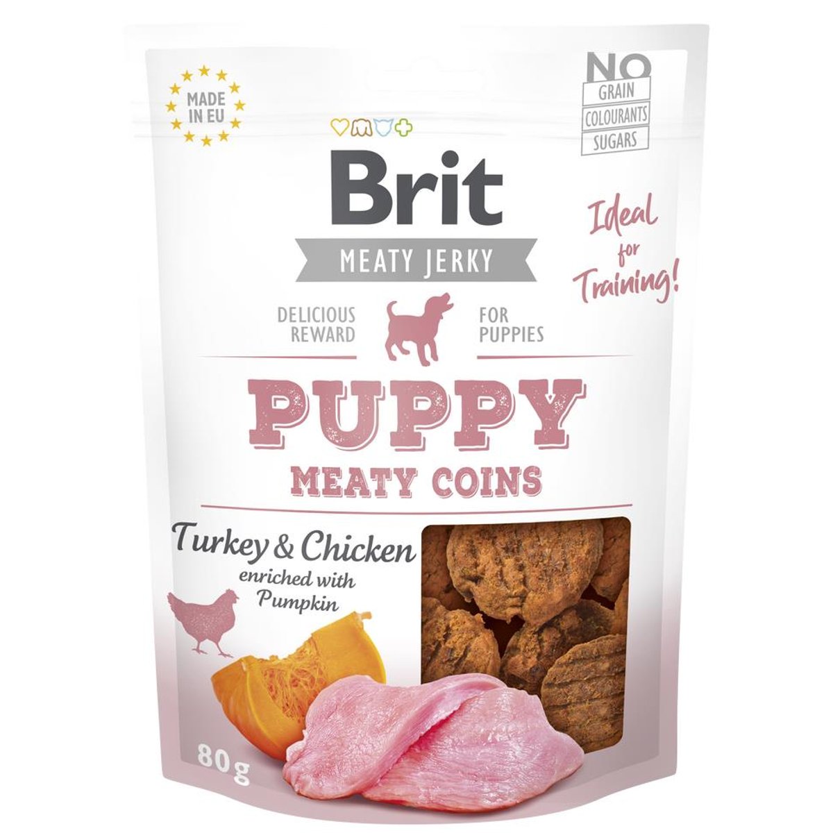 Brit Jerky masové penízky pro psy – krůtí s kuřecím