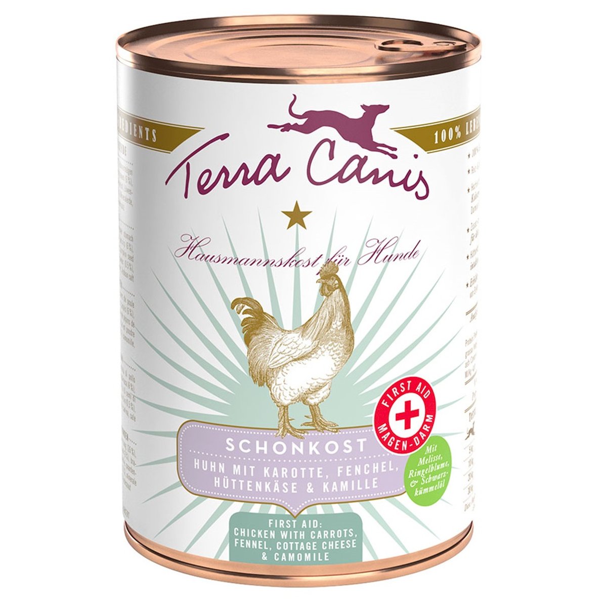 Terra Canis Konzerva první pomoc při průjmu kuře s mrkví, fenyklem, tvarohem a heřmánkem pro psy