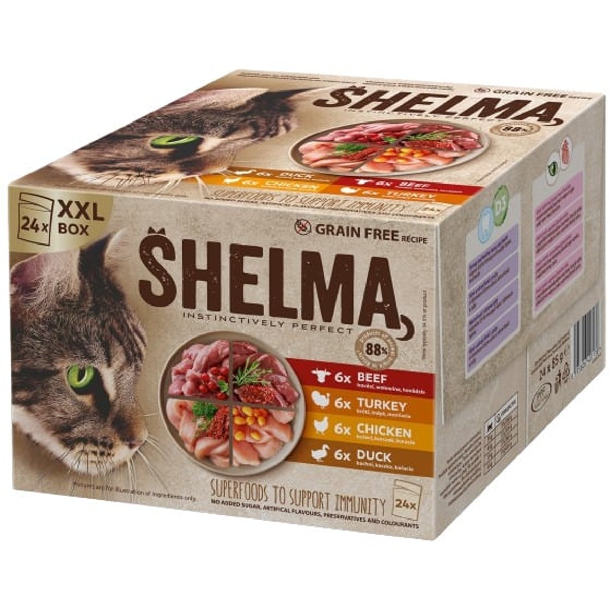 Shelma Dušené filetky pro kočky bezobilné (24×85 g)