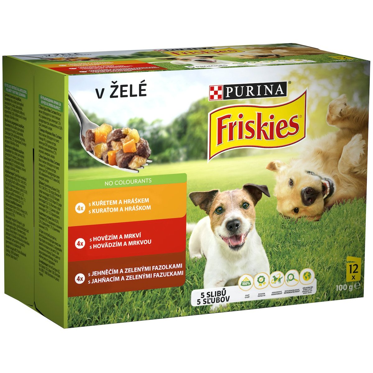 Friskies Adult pro psy – hovězí, kuřecí a jehněčí v želé 12×100 g
