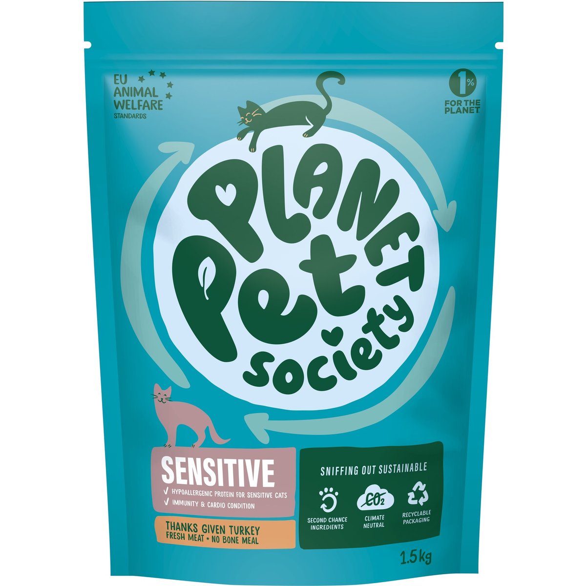 Planet Pet Society Sensitive krmivo pro kočky s krůtím masem