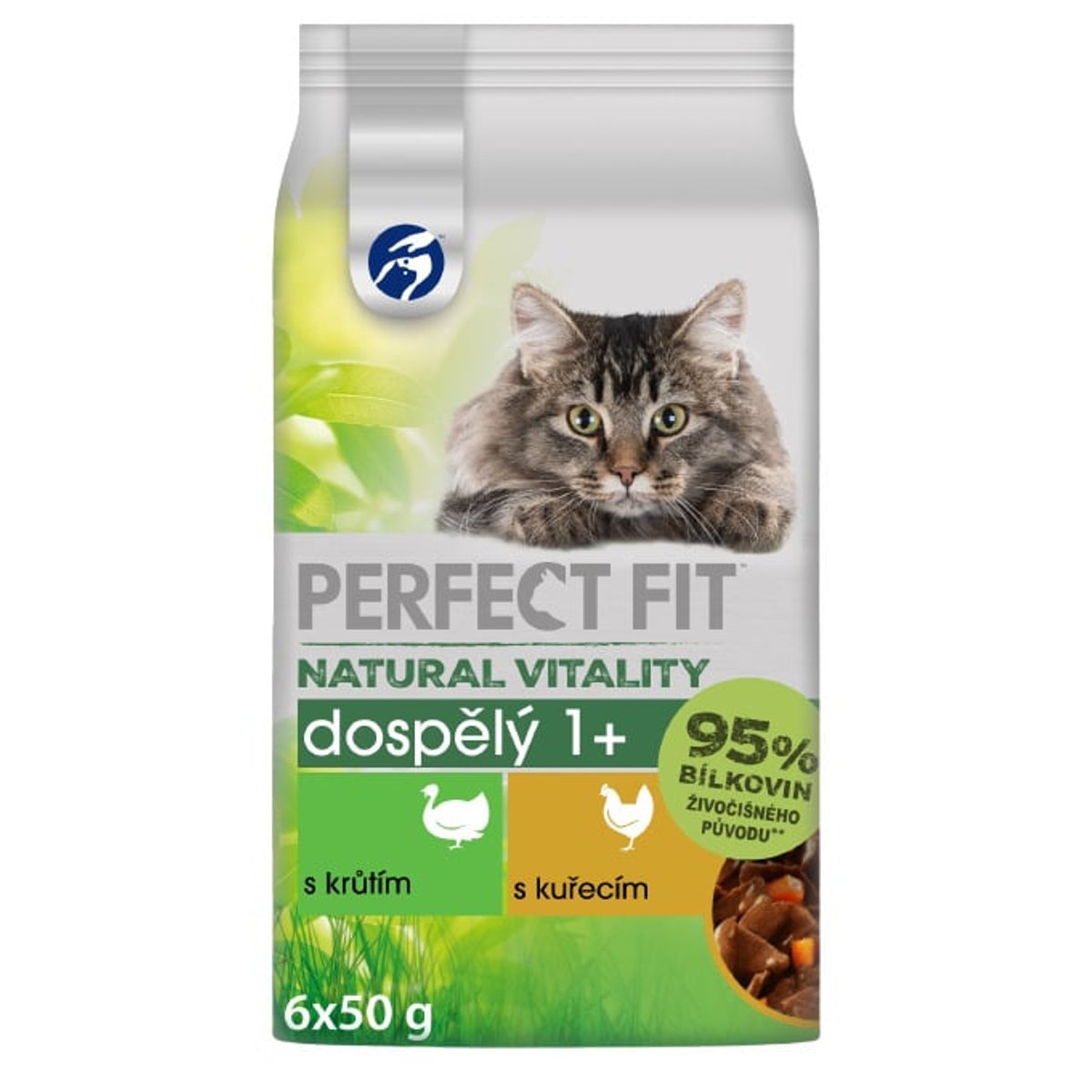 Perfect Fit Natural Vitality Kapsičky s krůtím a kuřecím pro dospělé kočky (6×50 g)