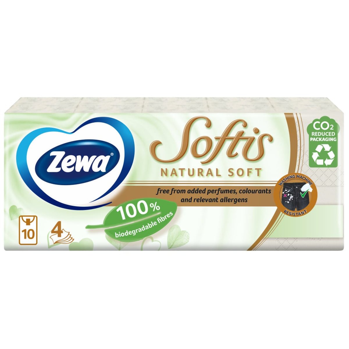 Zewa Softis Natural soft papírové kapesníky 4vrstvé, 10×9 ks
