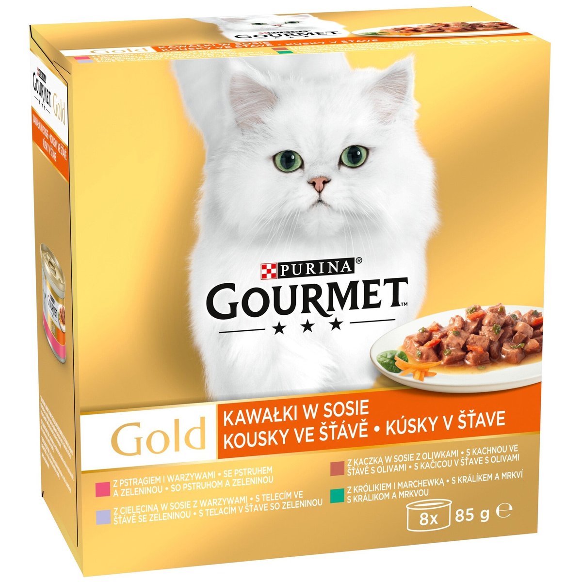Gourmet Gold Multipack konzervy s kousky ve šťávě se zeleninou 8×85 g pro kočky
