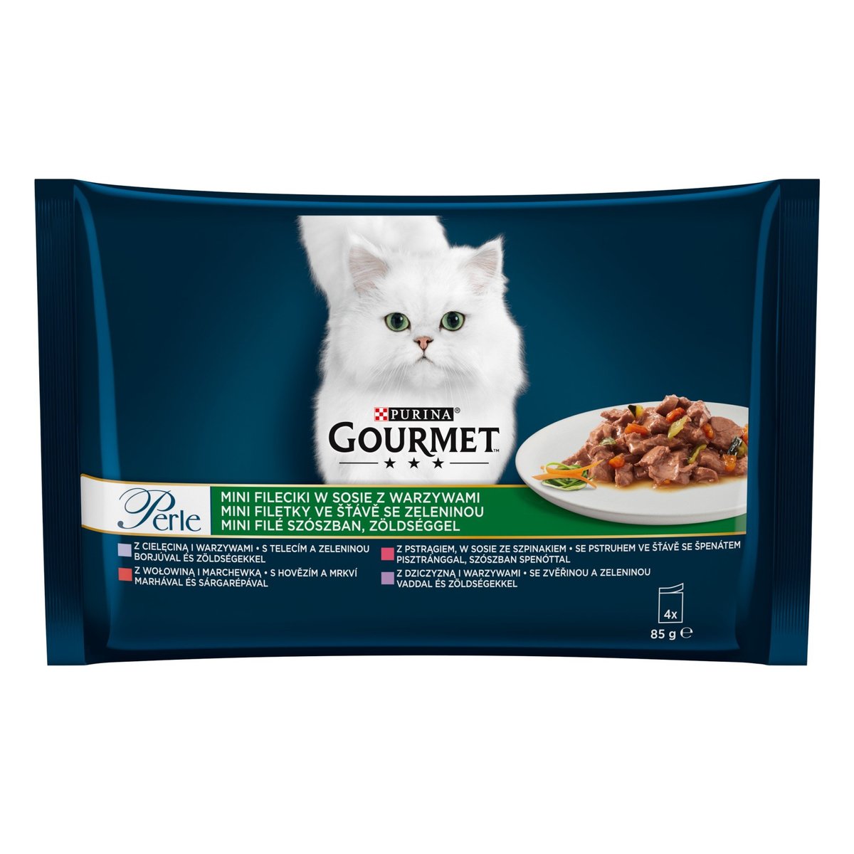 Gourmet Perle mini filetky ve šťávě se zeleninou pro kočky 4x85 g