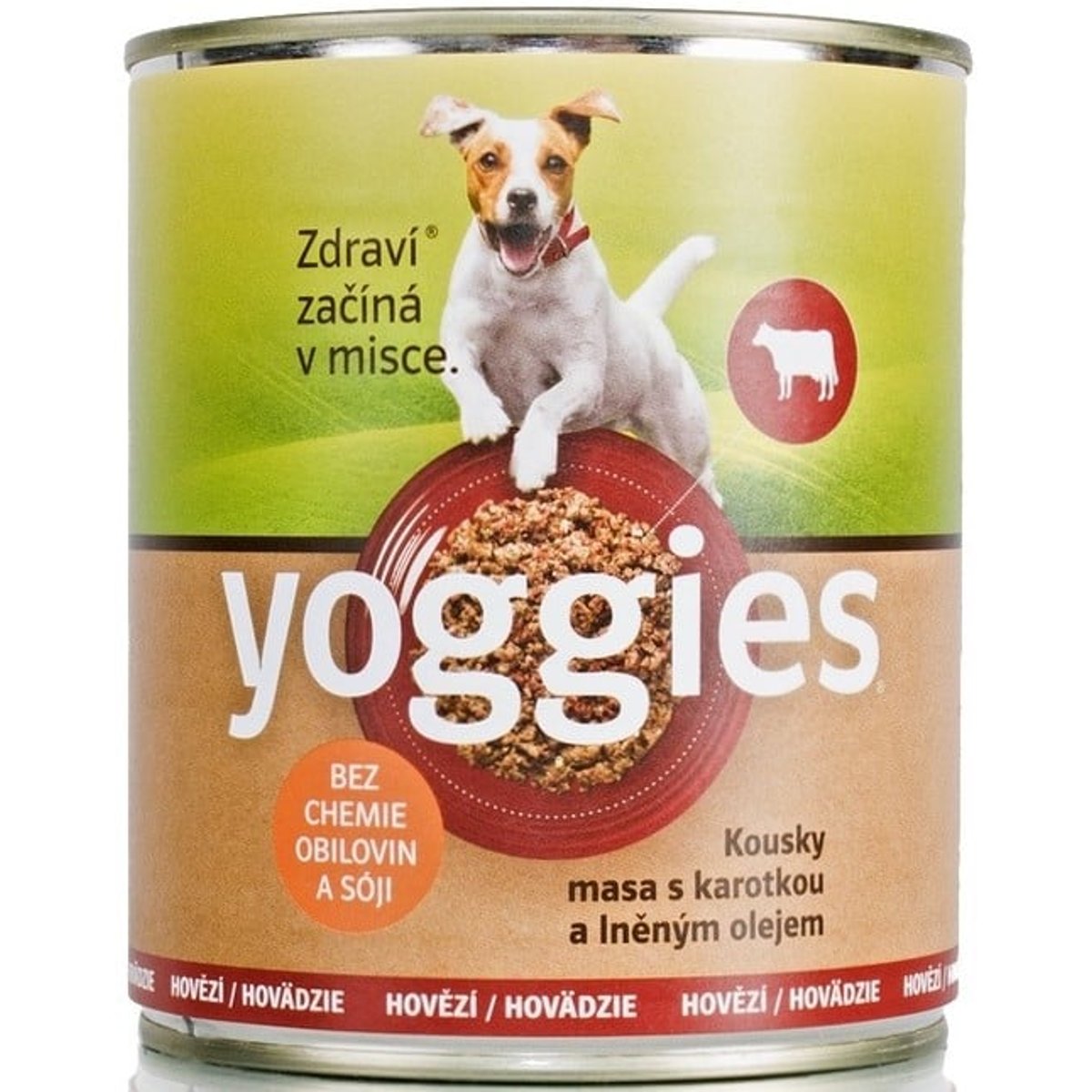 Yoggies Hovězí konzerva pro psy s karotkou a lněným olejem