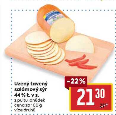 Uzený tavený salámový sýr 44% t. vs. z pultu lahůdek cena za 100g