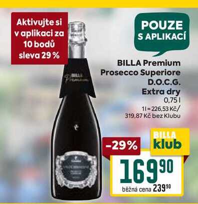 BILLA Premium Prosecco Superiore D.O.C.G. Extra dry 0,75l