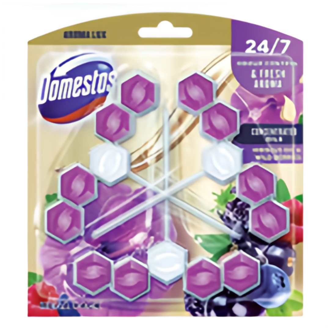 Domestos Aroma Lux Hibiscus oil&Wild Berries tuhý WC blok 3x55g