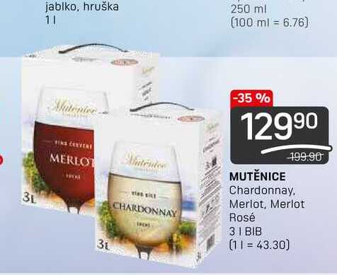 MUTĚNICE Chardonnay, Merlot, Merlot Rosé 3l BIB