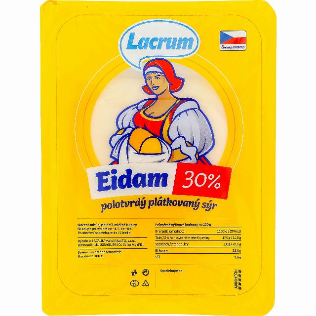 LACRUM Eidam 30% Polotvrdý plátkový sýr