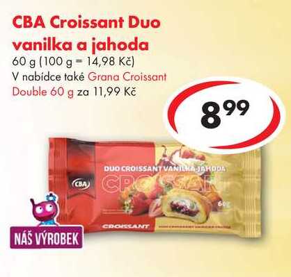CBA Croissant Duo vanilka a jahoda, 60 g 