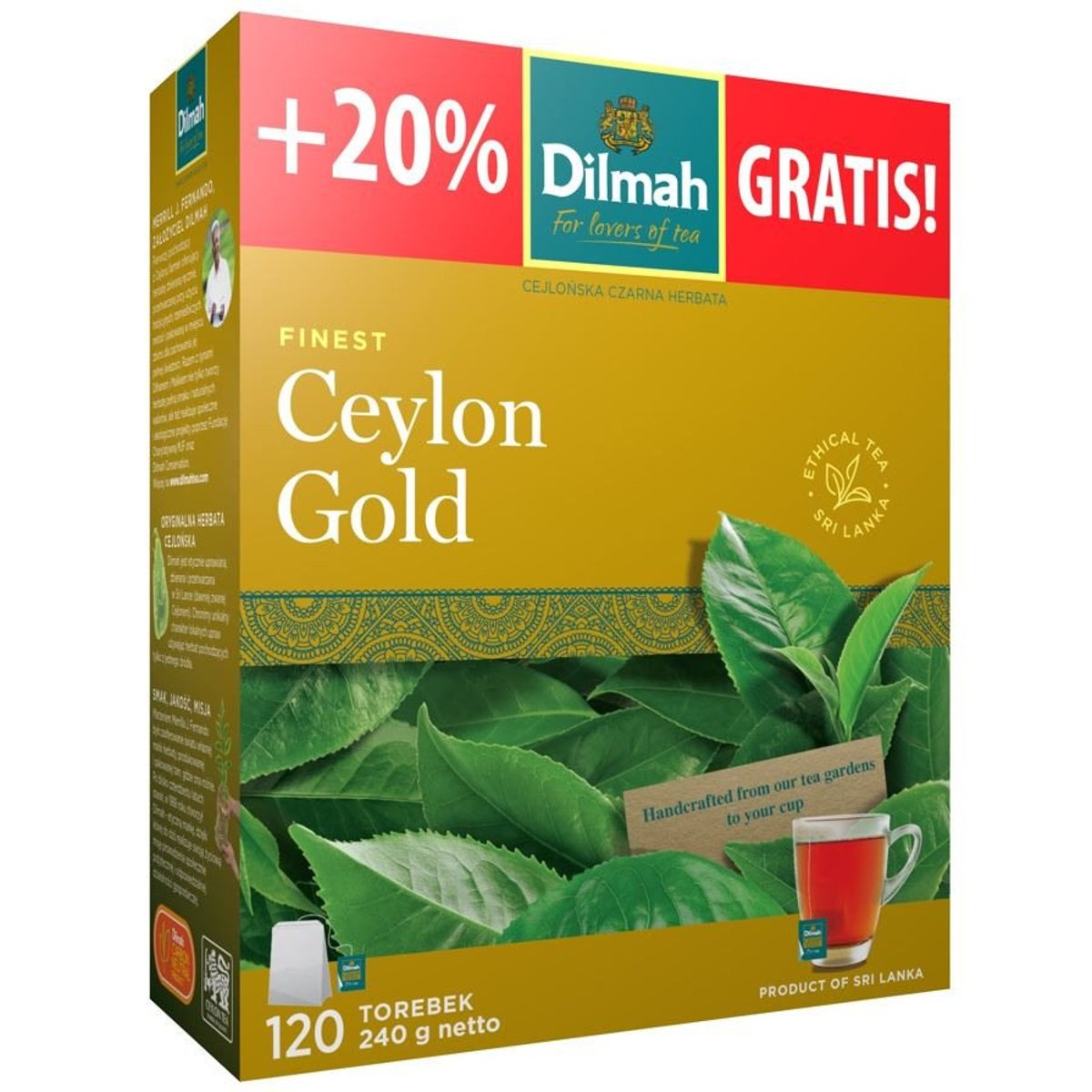 Dilmah Černý čaj Ceylon Gold + 20 % zdarma