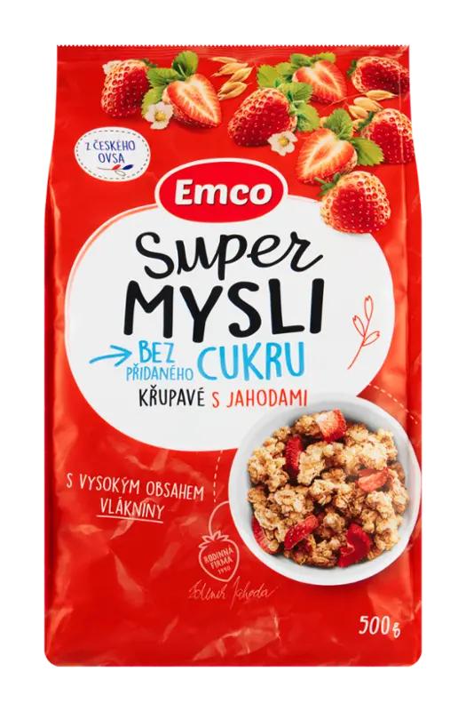Emco Super Mysli krupavé s jahodami bez cukru, 500 g