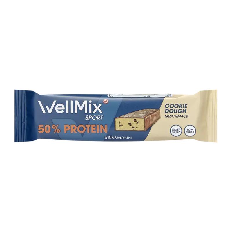 WellMix Proteinová tyčinka v čokoládě s čokoládovými křupinkami s příchutí cookies, 50 g