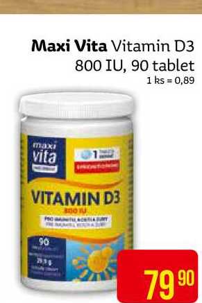 Maxi Vita Vitamin D3 800 IU, 90 tablet