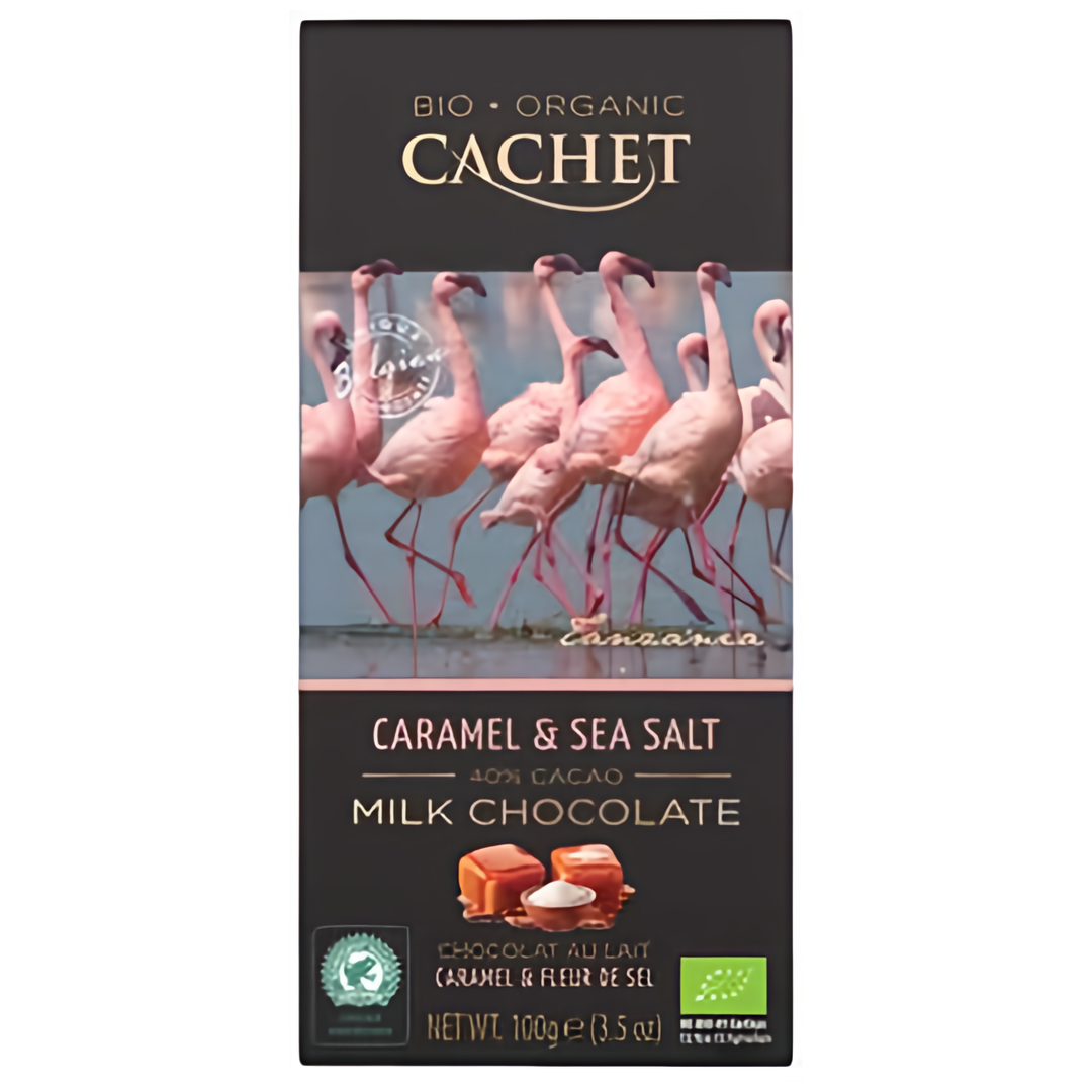 Cachet BIO Mléčná čokoláda 40% karamel a mořská sůl