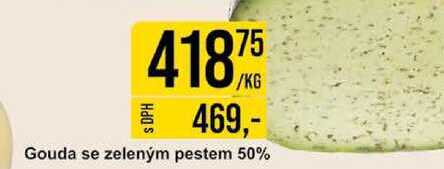 Gouda se zeleným pestem 50% 1kg 