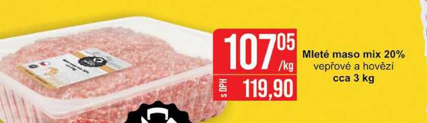 Mleté maso mix 20% vepřové a hovězí cca 3 kg  