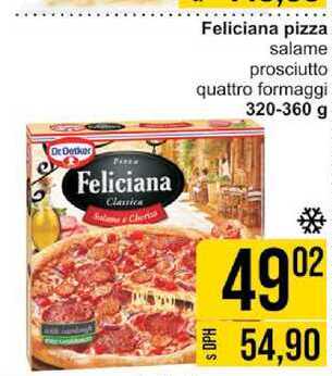 Feliciana pizza salame prosciutto quattro formaggi 320-360 g 