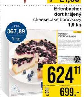 Erlenbacher dort krájený cheesecake borůvkový 1,9 kg 
