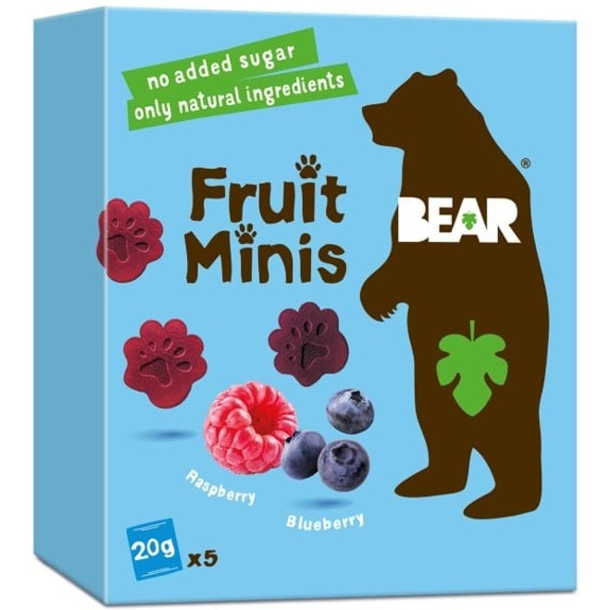 Bear Minis ovocné kousky malina a borůvka (5×20 g)