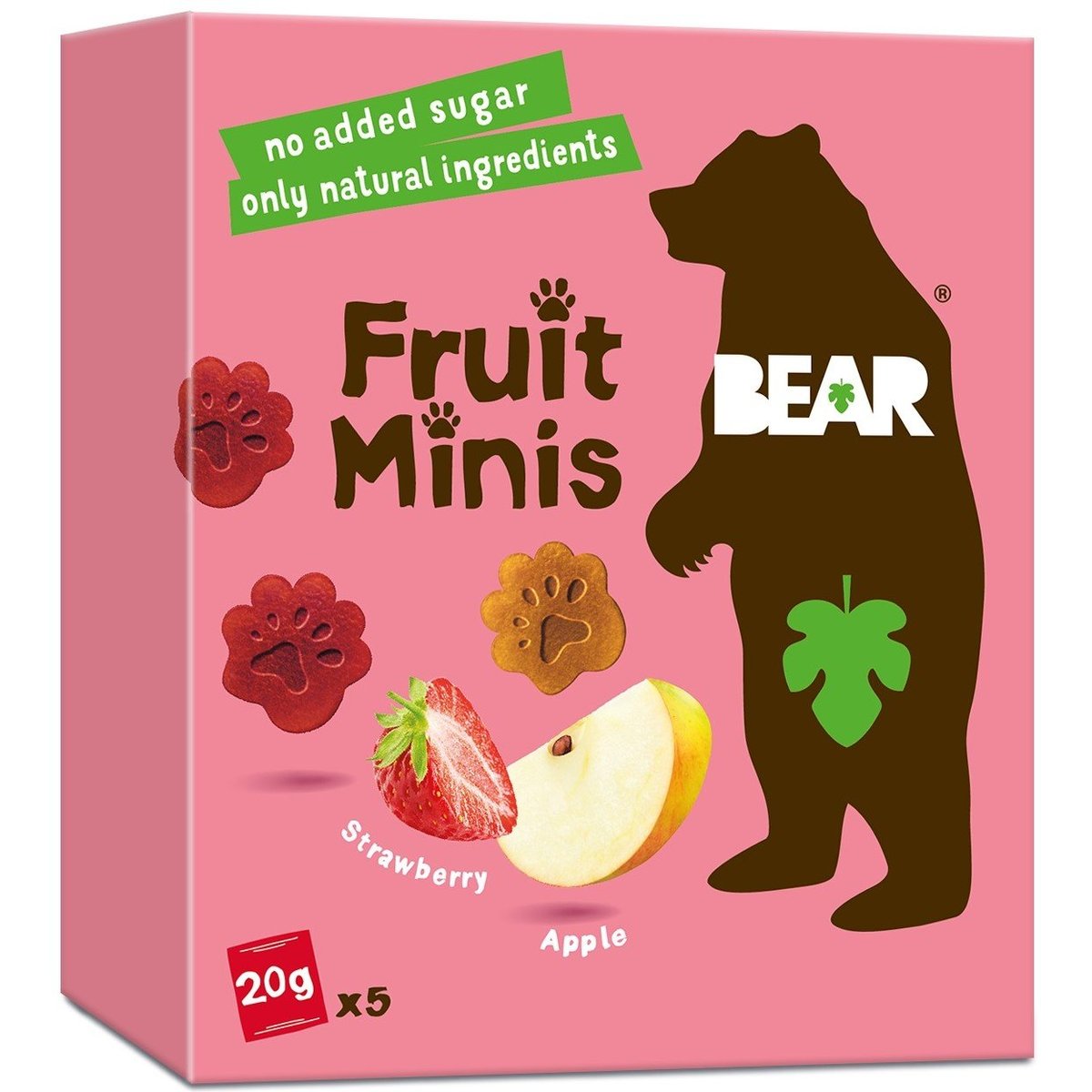 Bear Minis ovocné kousky jahoda a jablko (5×20 g)